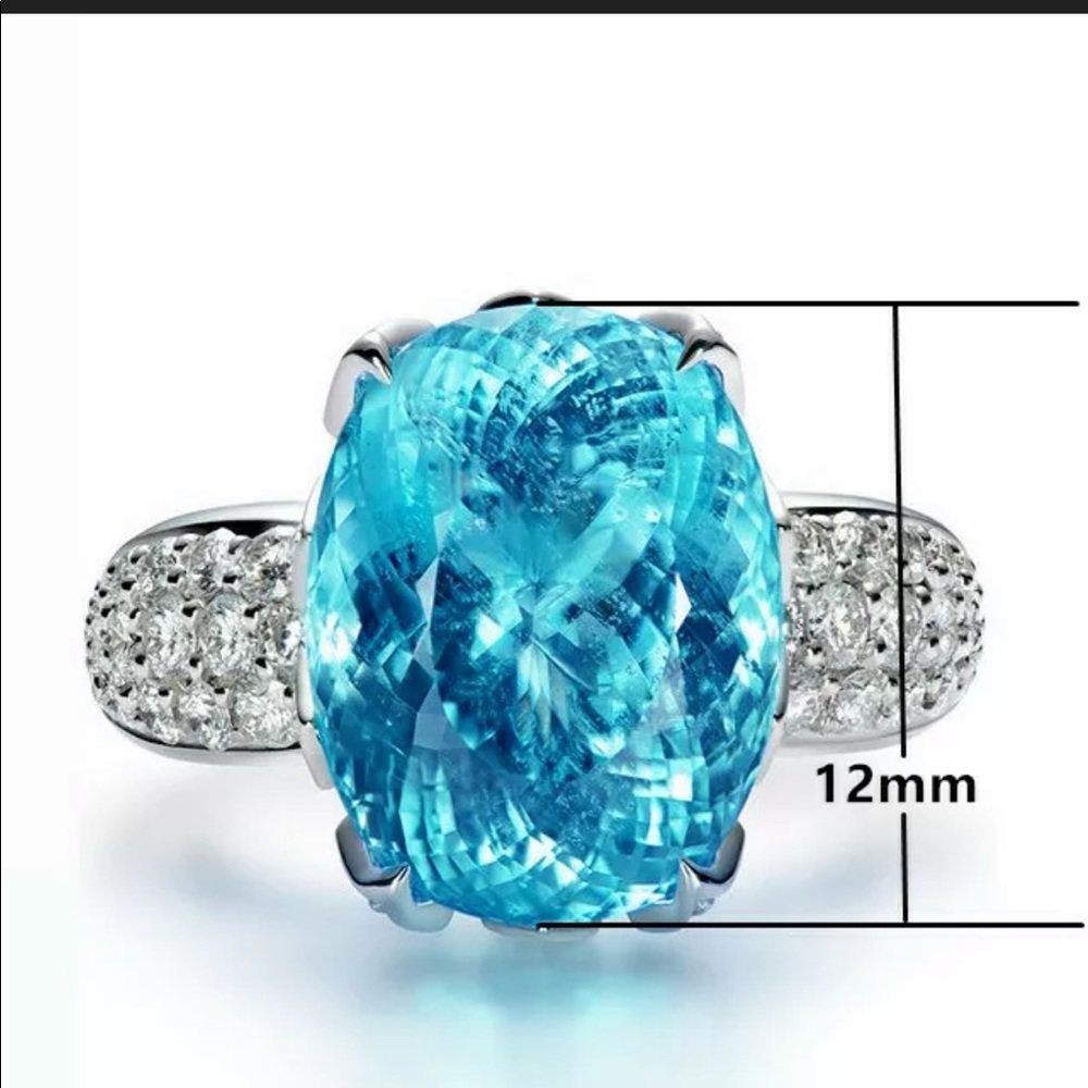 New 925 Silver Oval Cut Aquamarine Ring - Picture 3 of 4
